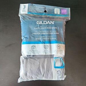 Gildan Cotton Classic Length Boxer Briefs Men's Size 2XL 3 Pack Gray Black